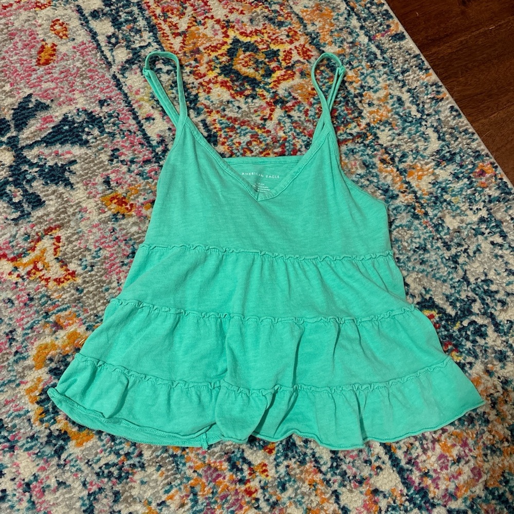 American Eagle Outfitters Green Ruffled Camisole